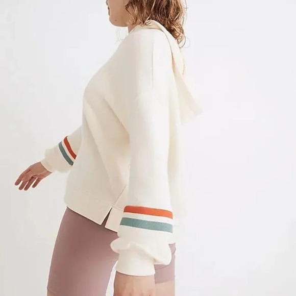 Madewell MWL Airyterry Hoodie Sweatshirt: Stripe-Sleeve Edition 29794 - Picture 2 of 16